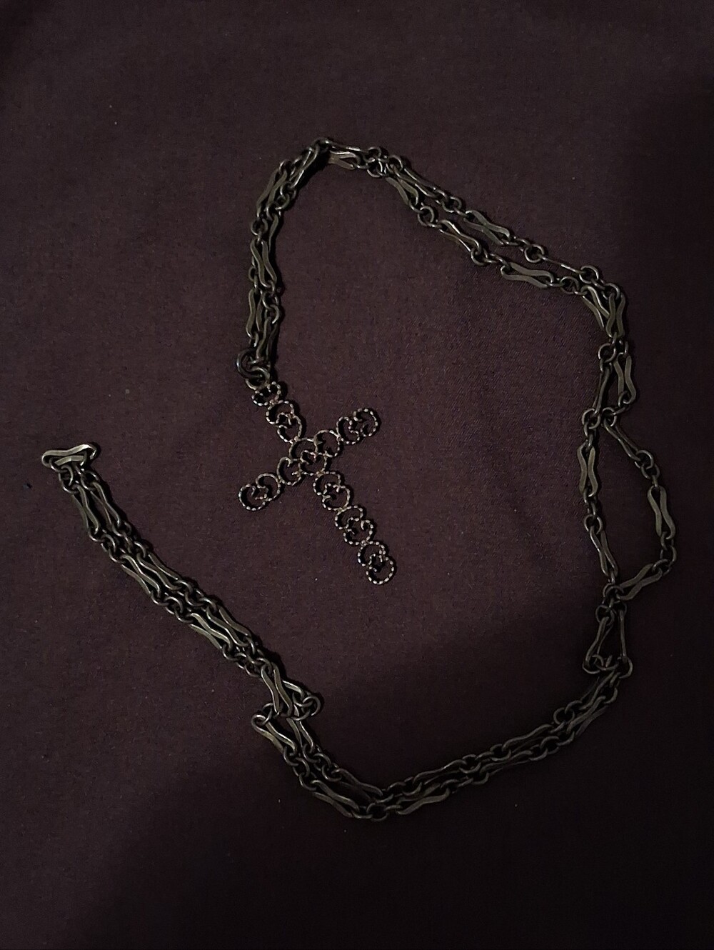 Sterling Silver Cross Necklace Vintage Toned 925